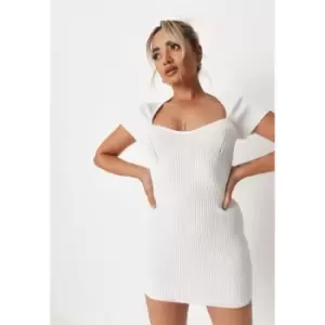 Image of Missguided Petite Sq Neck Ss Sweetheart Mini Dress - Cream