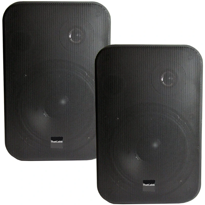 Image of Loops 2x 6.5" 200W Moisture Resistant Stereo Loud Speakers 8Ohm Black Wall Mounted Black unisex