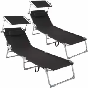 Image of Tectake - 2 Chloe Sun Loungers - Black - black
