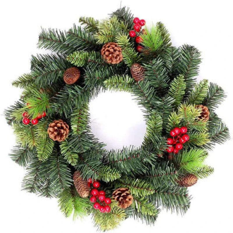 Image of Shatchi 55cm Various Tips Green Christmas Wreath Frosted Tips Green