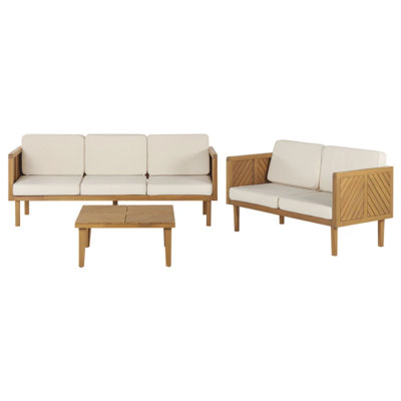 Image of Beliani Garden Lounge Set With Table 5 Seater Baratti Acacia Wood Brown