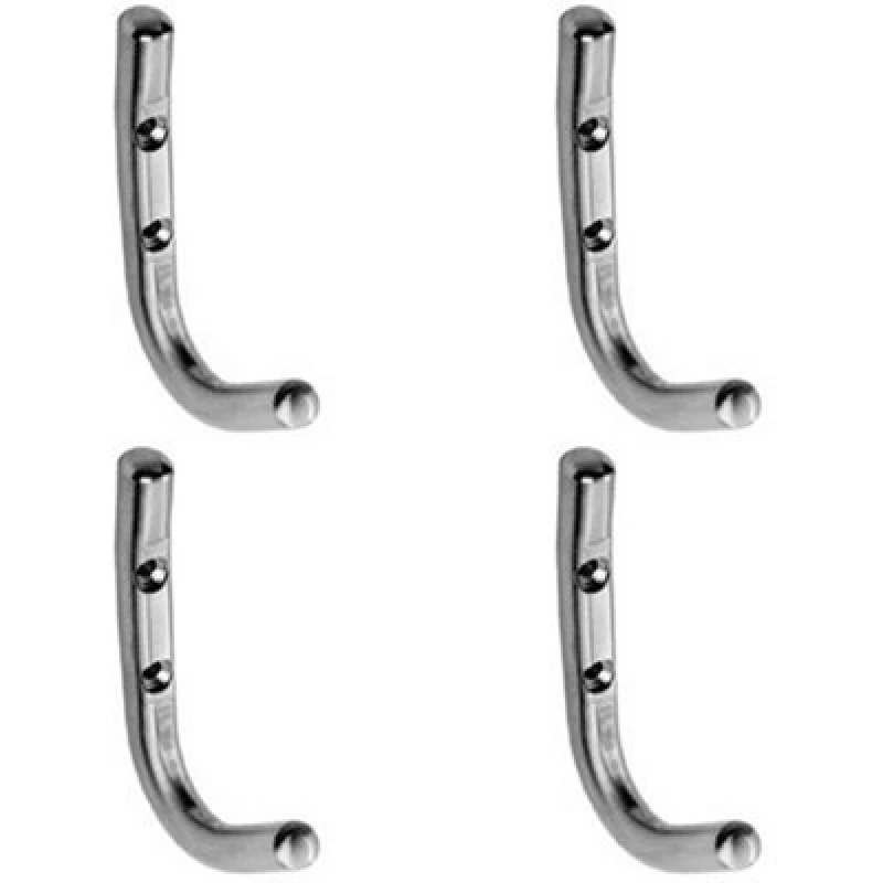 Image of Loops 4x Slimline One Piece Coat Hook 55mm Projection Bright Stainless Steel Metallics