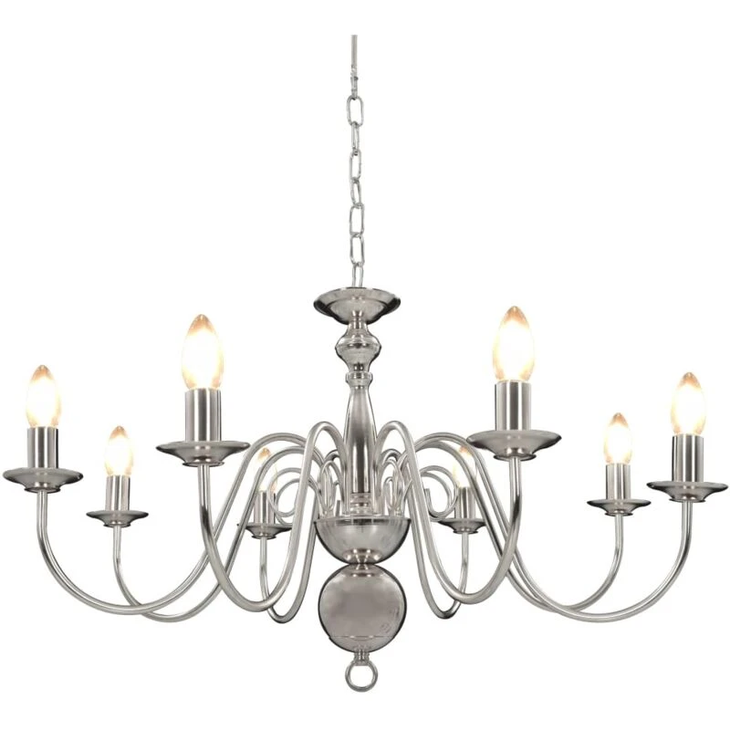 Image of VIDAXL Chandelier Silver 8 x E14 Bulbs Vidaxl 8719883573410