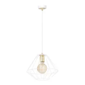 Image of Alteo White Wire Frame Pendant Ceiling Light 1x E27