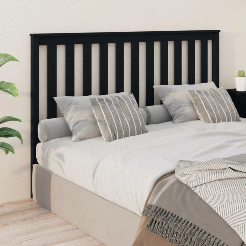 Image of Vidaxl Bed Headboard Black 166X6X101cm Solid Wood Pine, Black 818534