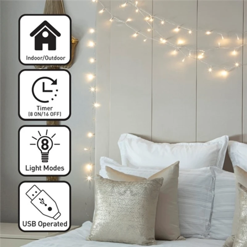 Image of Christmas Workshop 100 LED USB Timer String Light - Warm White