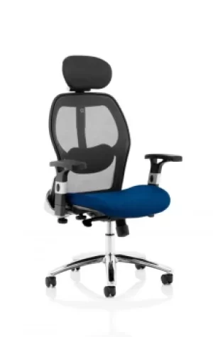 Image of Sanderson II Upholstered Seat Only Stevia Blue Mesh Back Chair