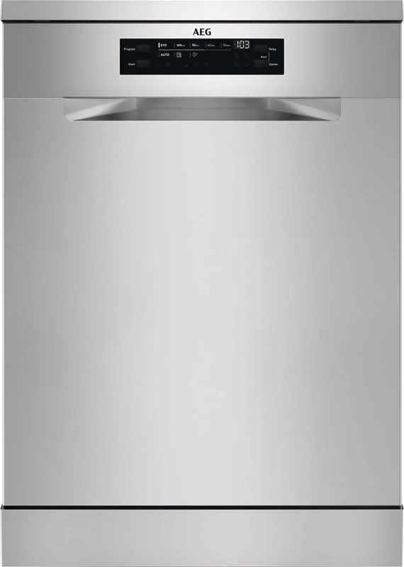 Image of AEG SatelliteClean Dishwasher Freestanding Silver 14 Place AirDry MaxiFlex FFB74917ZM FFB74917ZM Silver