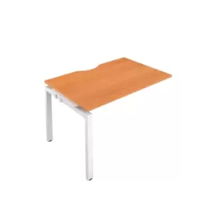 Image of Telescopic Sliding 1 Person Extension Bench with Cut Out and White Frame - 1200mm - Beech