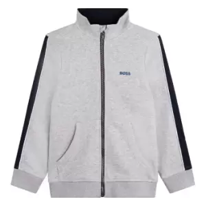 Image of Boss Kids Boys Full-zip Logo Sweatshirt In Grey - Size 4 Years