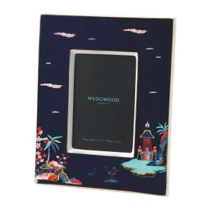 Image of Wedgwood Wonderlust Blue Pagoda Photo Frame 4x6in Blue