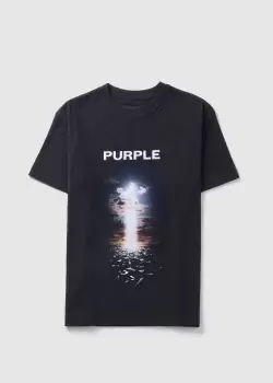 Image of Purple Brand Mens Textured Jersey T-Shirt In Night Swim Black