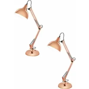 Image of 2 pack Table Desk Lamp Colour Copper Adjustable In Line Switch Bulb E27 1x40W