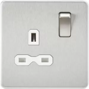 Image of MLA Knightsbridge 13A 1 Gang DP Socket Brushed Chrome W/White Insert - SFR7000BCW