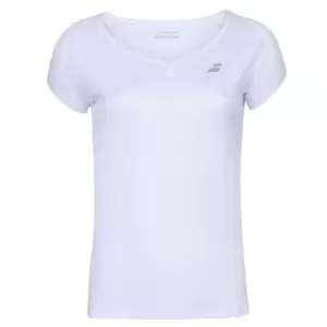 Image of Babolat Play Cap Sleeve T Shirt Junior Girls - White