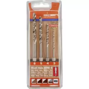 Image of Alpen 603002100 Wood twist drill bit set 4 Piece 3 mm, 4 mm, 5 mm, 6mm 1/4 (6.3 mm) 1 Set