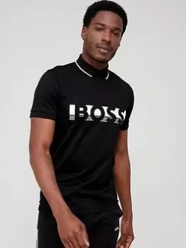 Image of Boss Pavel Large Logo Polo Shirt - Black