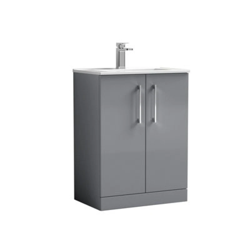 Image of nuie Arno 600mm Floor Standing 2 Door Vanity & Basin 2 - Satin Grey ARN2203B