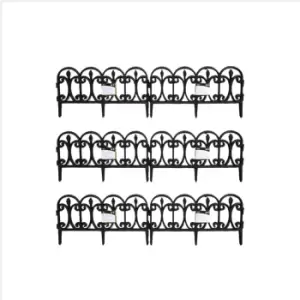 Image of 6 x 23cm 4 Piece Black Ornate Garden Border Fence Edging