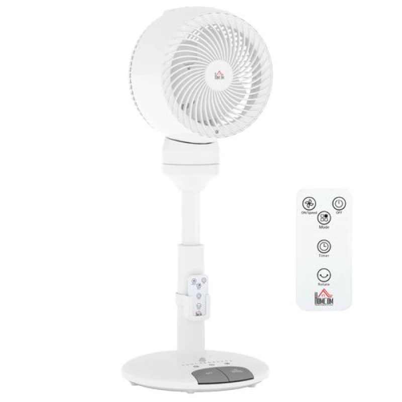 Image of HOMCOM 9" Height Adjustable Air Circulator Fan 70° Oscillating 9 Setting White