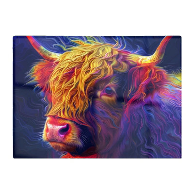 Image of Warren Reed Designer Vibrant Highland Cow Chopping Board