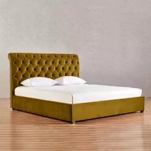 Image of Envisage Trade - Kelist Upholstered Beds - Plush Velvet, Single Size Frame, Mustard - Mustard