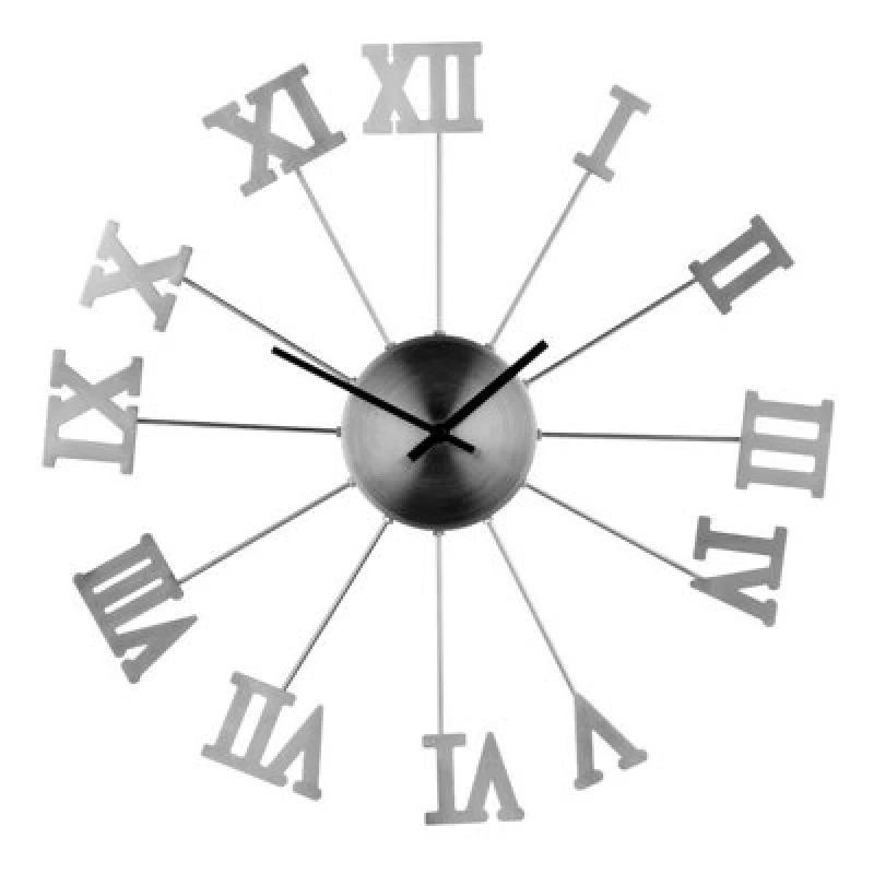 Image of Premier Housewares Interiors by Premier Roman Numerals Metal Wall Clock Silver