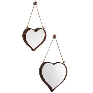 Image of Gallery Set of 2 Metal Heart Rustic Mirrors - Bronze