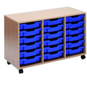 Image of Jemini Mobile Storage Unit 18 Blue Trays Beech KF72340