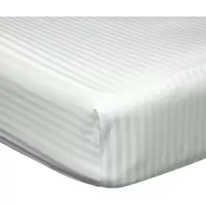 Image of Belledorm 540 Thread Count Satin Stripe Extra Deep Fitted Sheet (Superking) (Ivory) - Ivory