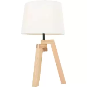 Image of Sienna Sabi Table Lamp with Round Tapered Shade Wood Blank, Solid Fabric