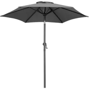 Image of Garden Sun Parasol 2m Aluminium UV50+ Patio Umbrella Canopy Shade Crank Handle Anthracite