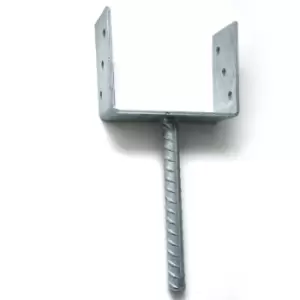 Image of Zinc Plated u Type Post Fence Foot Anchors - Size 150 x 60 x 120 x 5mm - Pack of 2
