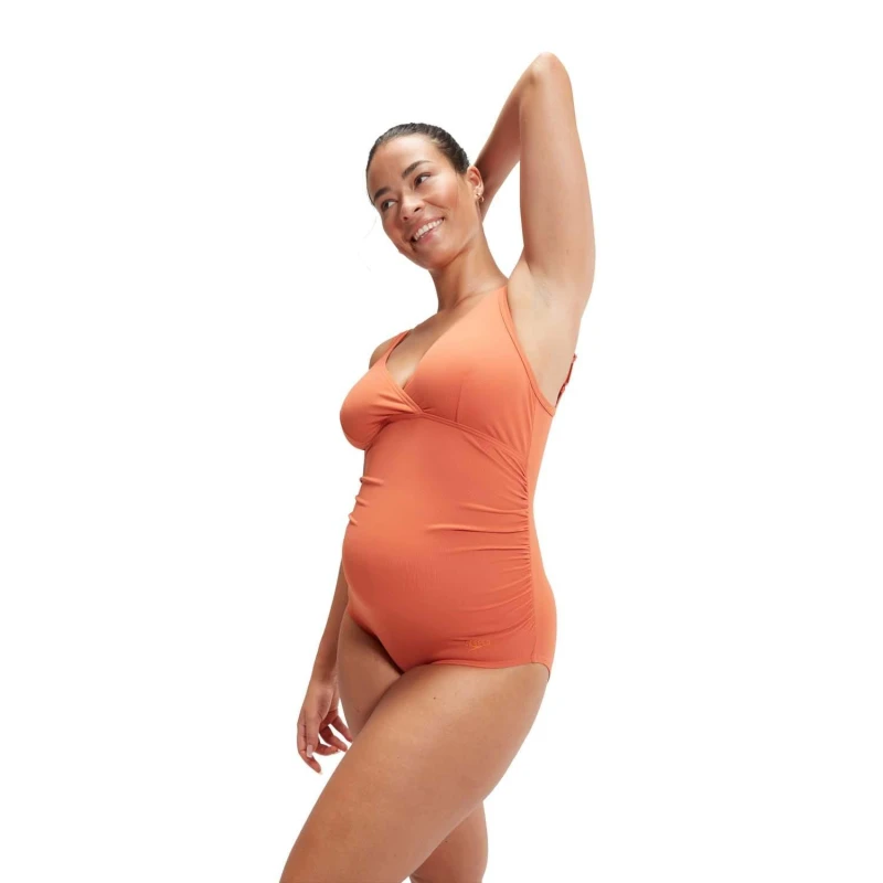 Image of Speedo V-Neck Maternity U-Back Swimsuit - Orange Orange 8