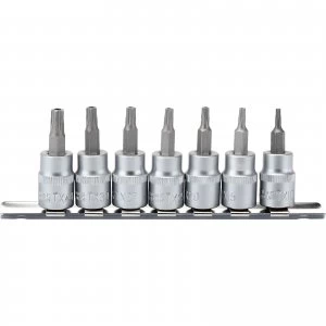 Image of Draper 7 Piece 3/8" Drive Five Lobe Tx Star Socket Bit Set 3/8" 55mm