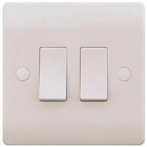 Image of ESR Sline 10A White 2G Twin 2 Way 230V Electric Wall Plate Switch