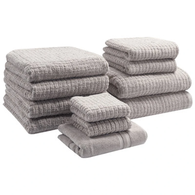 Image of Beliani Set Of 11 Towels Atai Cotton Light Grey