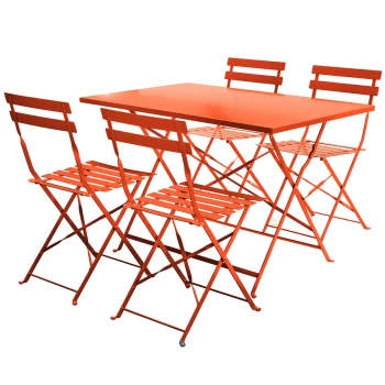 Image of Charles Bentley 5 Piece Rectangular Folding Dining Set - Orange
