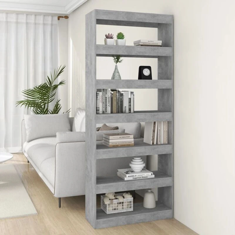Image of VIDAXL Book Cabinet/Room Divider Concrete Grey 80x30x198cm Engineered Wood vidaXL 8720286843642