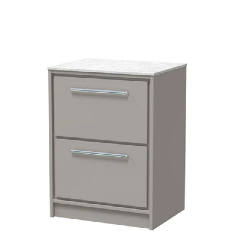 Image of Balterley 600mm Floor Standing 2-Drawer Vanity with Marble Worktop - Pebble Grey Grey Unisex
