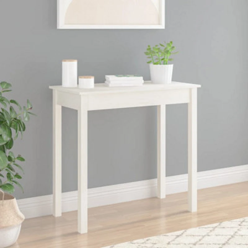 Image of vidaXL Console Table White 80x40x75cm Solid Wood Pine, White 814245