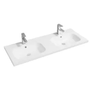Image of Limoge Mid-edge Ceramic 121Cm Double Inset Basin With Oval Bowl
