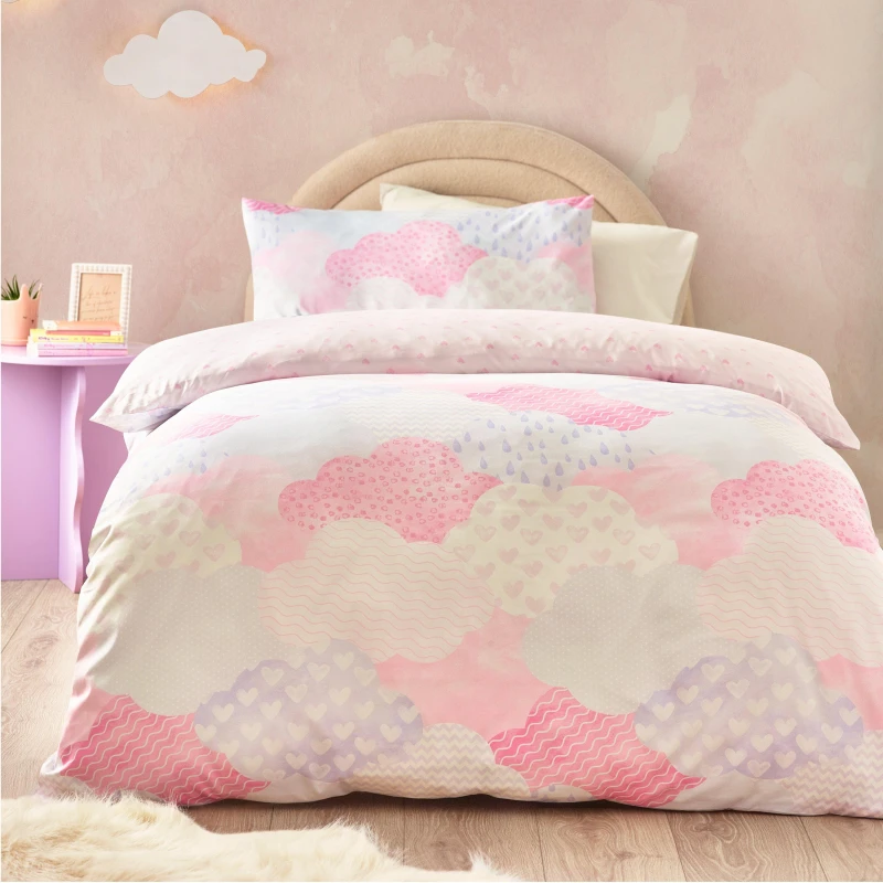Image of Catherine Lansfield Soft As A Cloud Soft Duvet Cover Bedding Set Pink