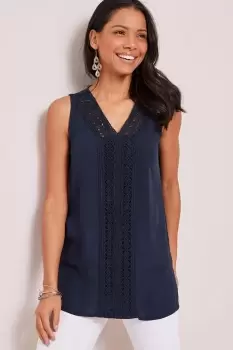 Image of Lace Trim Crinkle Vest