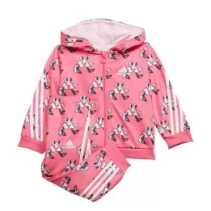 Image of adidas Future Icons Shiny Allover Print Jogger Set (Gende - Pulse Magenta / Clear Pink / B