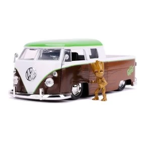 Image of Guardians of the Galaxy Hollywood Rides Diecast Model 1/24 1962 Volkswagen Bus with Figure