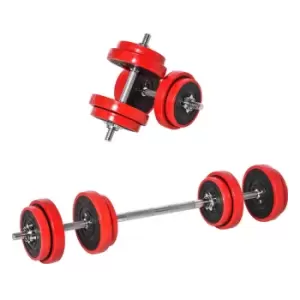 Image of Homcom 20Kgs Dumbbell & Barbell Adjustable Ergonomic Set Exercise In Home Gym