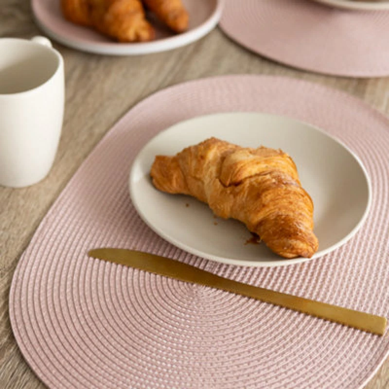 Image of Wipe Clean Woven Oval Placemats Blush Set Of 4 29Cm X 44Cm