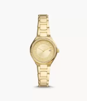 Image of Fossil Women Eevie Three-Hand Date Gold-Tone Stainless Steel Watch