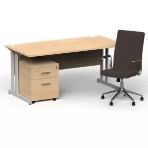 Image of Impulse 1600800 Silver Cant Desk Maple 2 Dr Mobile Ped & Ezra
